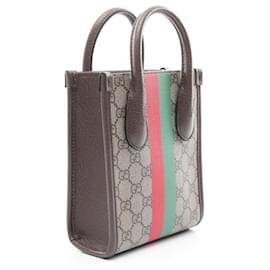 Gucci-Gucci Interlocking G Mini Tote Bag GG Supreme-Brown,Beige