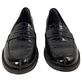 Tod's-Mocassins en cuir noir à motif crocodile de Tod's-Noir