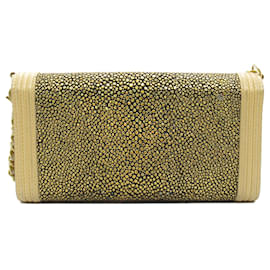 Chanel-Chanel Boy Chain Wallet Leather Long Wallet-Golden,Metallic