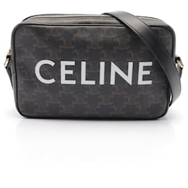 Céline-Celine Triomphe Medium Messenger Bag PVC Leather-Black