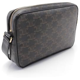 Céline-Celine Triomphe Medium Messenger Bag PVC Leather-Black