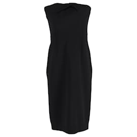 Roland Mouret-Roland Mouret Crepe Strapless Sheath Dress in Black Wool -Black