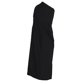 Roland Mouret-Roland Mouret Crepe Strapless Sheath Dress in Black Wool -Black