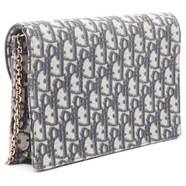 Dior-Dior Saddle Canvas Leather Pouch-Blue