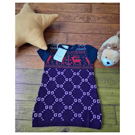Gucci-Printed dress, made of wool, size 12/18 months, GUCCI, New-Other