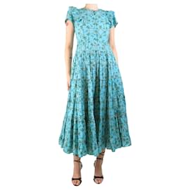 Autre Marque-Turquoise floral tiered midi dress - size UK 8-Green