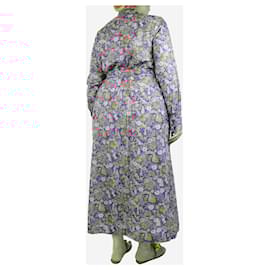 Autre Marque-Blue floral printed midi shirt dress - size L-Blue