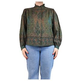 Antik Batik Grün-braune Paisley-Bluse - Größe M Grün