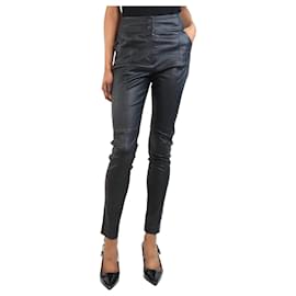 Alice by Temperley-Black skinny leather trousers - size UK 8-Black