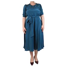 Autre Marque-Dark teal silk belted midi dress - size M-Blue