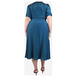 Autre Marque-Dark teal silk belted midi dress - size M-Blue