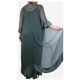 Autre Marque-Teal silk slip dress and kaftan set - size XL-Green