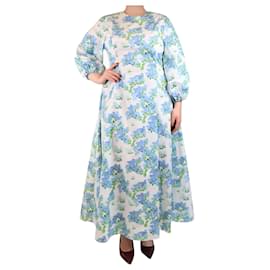 Autre Marque-White and blue floral printed maxi dress - size UK 14-Blue