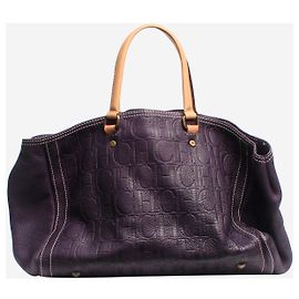 Carolina Herrera Lila Leder Monogramm Tasche Lila