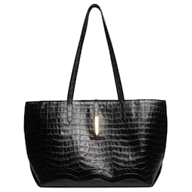 Autre Marque-Black croc effect tote bag-Black