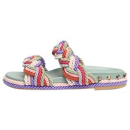 Valentino Teal braided rope sandals - size EU 38 Green