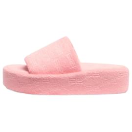 Balenciaga-Sweet pink towel BB monogram slides - size EU 37-Pink