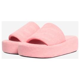 Balenciaga-Sweet pink towel BB monogram slides - size EU 37-Pink