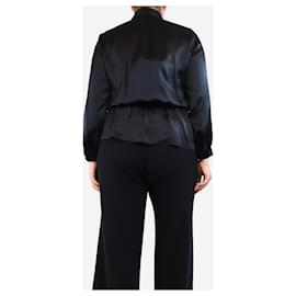 Balenciaga-Blouse en soie noire avec cravate - taille UK 12-Noir