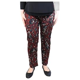 Isabel Marant Etoile-Burgundy floral printed cotton trousers - size UK 12-Dark red