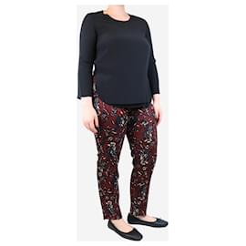 Isabel Marant Etoile-Burgundy floral printed cotton trousers - size UK 12-Dark red