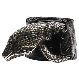 Saint Laurent Schwarzer Cobra-Gürtel Schwarz