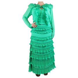Autre Marque Robe maxi à volants verts - taille UK 12 Vert