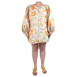Autre Marque-Pink floral lurex mini dress - size M-Pink