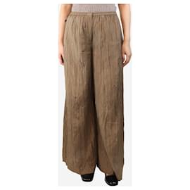 Joseph-Brown wide-leg pleated trousers - size UK 10-Brown