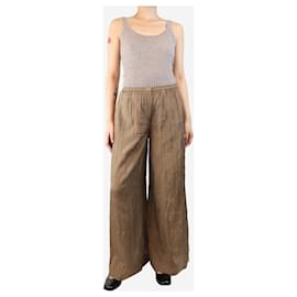 Joseph-Brown wide-leg pleated trousers - size UK 10-Brown