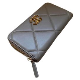 Chanel 19 Long Wallet Grey Lambskin Grey