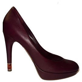 Christian Dior Leather Burgundy Heels 38 FR Red