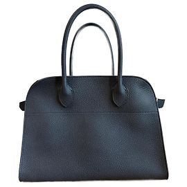 The Row Margaux 12 Handtasche Dunkelblau Leder Dunkelblau