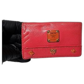 MCM Leder Kompakter Kartenhalter/Geldbörse Rot Rot