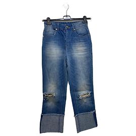 Jeans boyfriend de denim Chanel azul Azul
