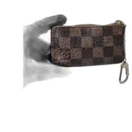 Louis Vuitton-LOUIS VUITTON Damier Ebene Card Holder/Key Chain Wallet Brown-Brown