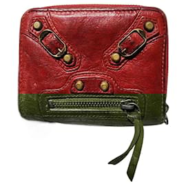 Balenciaga-Portefeuille compact en cuir Motocross Balenciaga rouge-Rouge