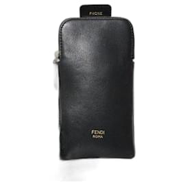 Fendi-FENDI TPU FF Vitello Grace Cell Phone Belt Pouch Black-Black