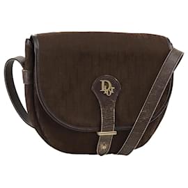 Christian Dior-Christian Dior Trotter Canvas Shoulder Bag Brown Gold Auth ti2539-Brown,Golden