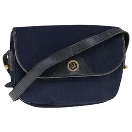 Christian Dior Trotter Canvas Shoulder Bag Navy Auth ep7123 Navy blue