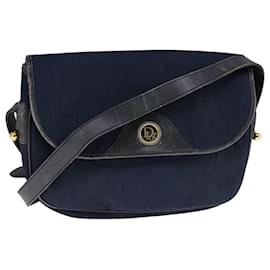 Christian Dior-Christian Dior Trotter Canvas Shoulder Bag Navy Auth ep7123-Navy blue