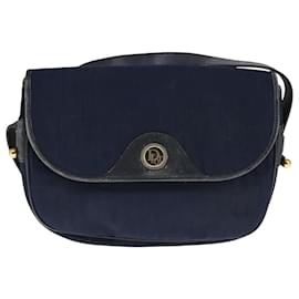 Christian Dior-Christian Dior Trotter Canvas Shoulder Bag Navy Auth ep7123-Navy blue