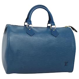 Louis Vuitton-LOUIS VUITTON Epi Speedy 30 Hand Bag Toledo Blue M43005 LV Auth BA1235-Blue