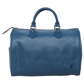 Louis Vuitton-LOUIS VUITTON Epi Speedy 30 Hand Bag Toledo Blue M43005 LV Auth BA1235-Blue