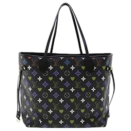 Louis Vuitton-LOUIS VUITTON Monogram Game On Neverfull MM Shoulder Bag M57483 LV Auth 46152S-Black