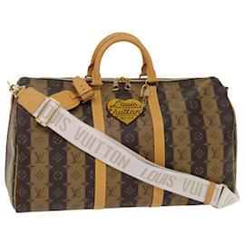 Louis Vuitton-LOUIS VUITTON Monogram Stripe Keepall Bandouliere 50 Bag M45967 LV Auth 47401S-Monogram