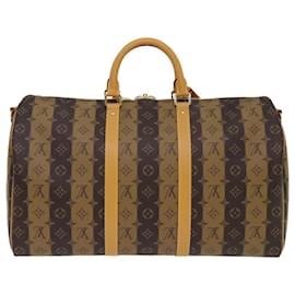 Louis Vuitton-LOUIS VUITTON Monogram Stripe Keepall Bandouliere 50 Bag M45967 LV Auth 47401S-Monogram