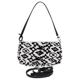 Louis Vuitton-LOUIS VUITTON Monogram Tuftage Pochette Accessoires White M45565 LV Auth 47494S-Black,White