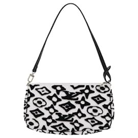 Louis Vuitton-LOUIS VUITTON Monogram Tuftage Pochette Accessoires White M45565 LV Auth 47494S-Black,White