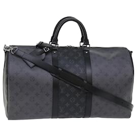 Louis Vuitton-LOUIS VUITTON Eclipse Reverse Keepall Bandouliere 50 Bag M45392 LV Auth 47830S-Monogram